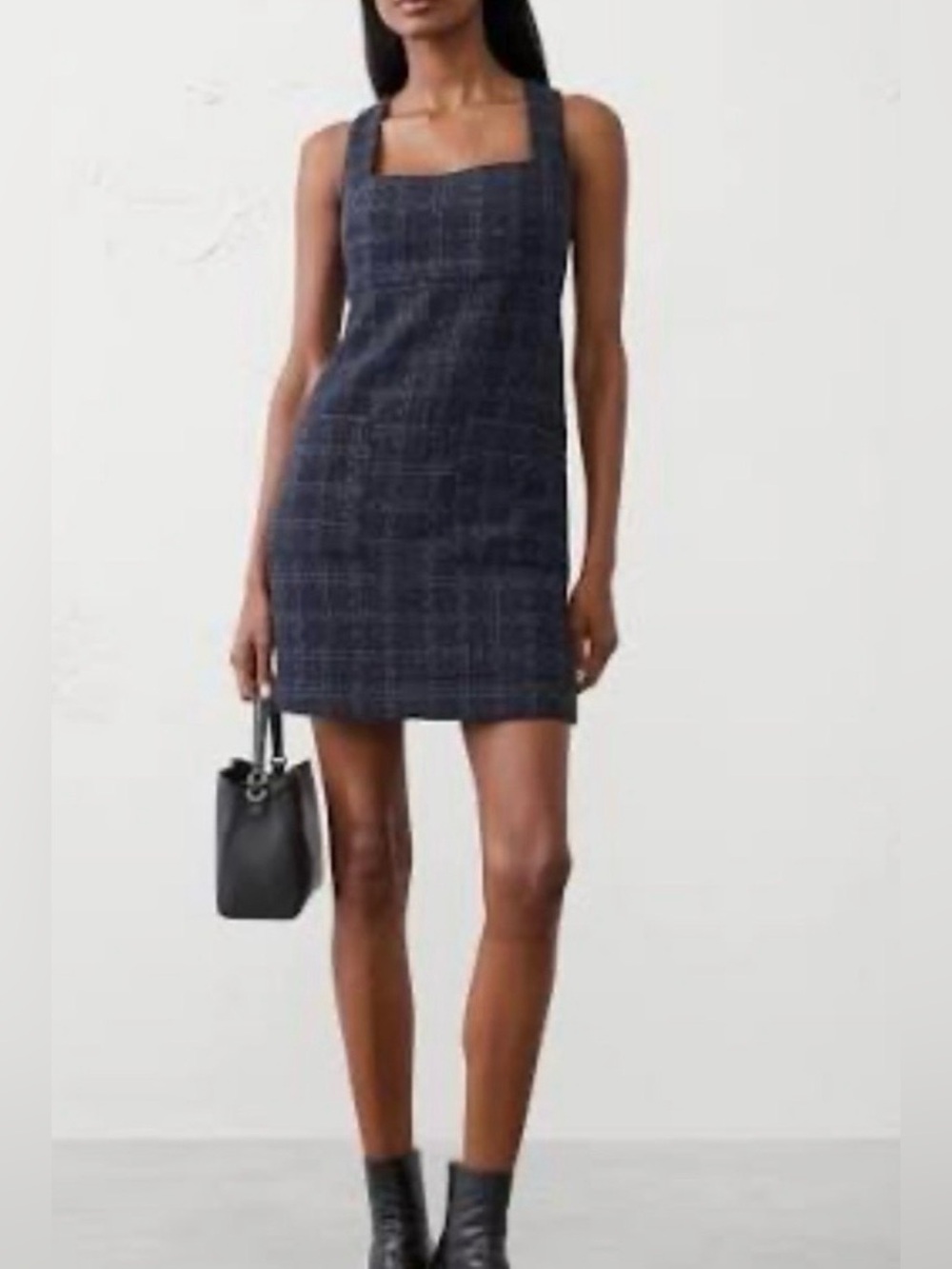 Banana Republic Empire-Waist Mini Dress - Navy Plaid